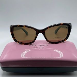 NWOT. Kate Spade Marilee sunglasses. Tortoiseshell and turquoise frames.